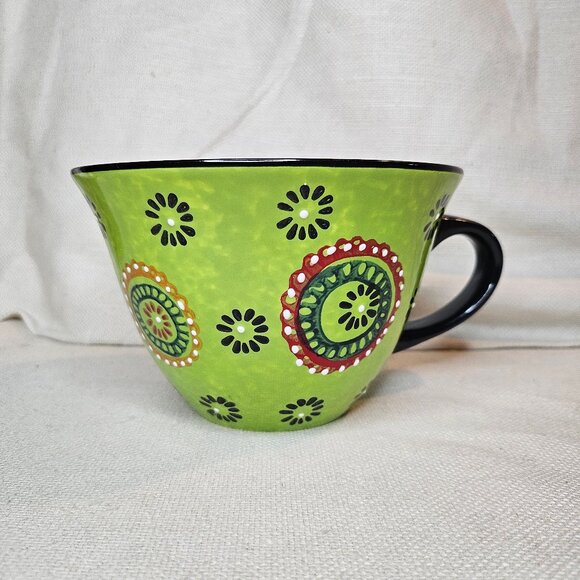 Signature Large Boho Stoneware Latte Coffee Mug Cup - Picture 1 of 6